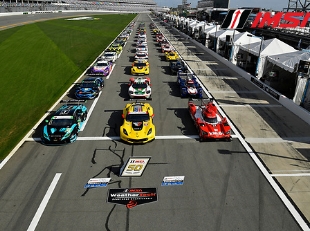 Nascar cars lined up for race start