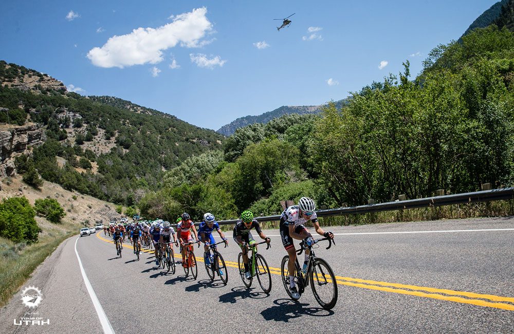 Tour of Utah peloton racing uphill
